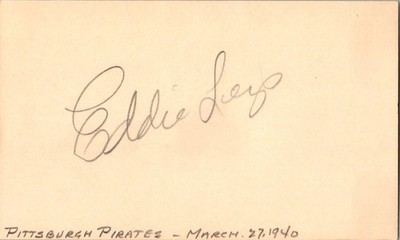 -Ed Leip- (d.1983) Signed/Autograph/Auto Index Card Pittsburgh Pirates MLB