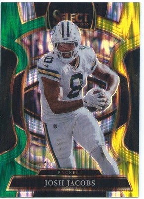 2025 Panini Select - Concourse Josh Jacobs #67 Green & Yellow Shock Prizm