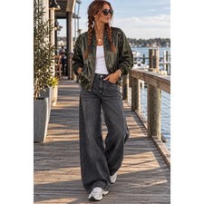 FREE PEOPLE Satin Bomber Jacket NWOT Size SMA...
