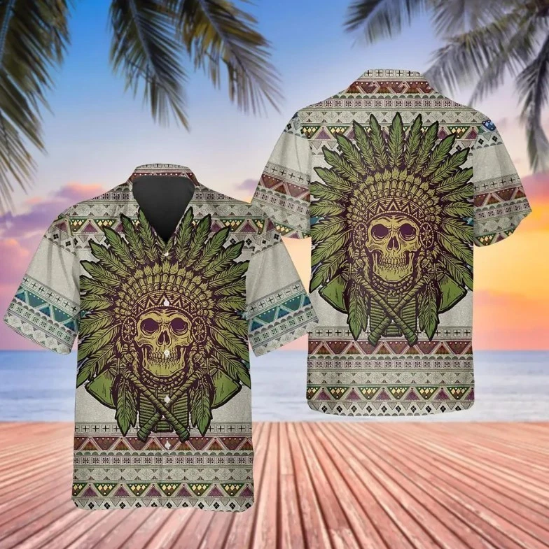 Skull Aboriginal Hawaiian Shirt, This Trends Summer Beach Shirt
