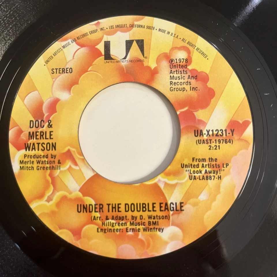 Doc & Merle Watson – Don't Think Twice, It's All Right, 1978 45rpm BLUEGRASS UA - Image 4 of 4