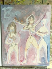11x14 Fauvist Matisse Naked Women Figures Boudoir Original Oil Painting Canvas