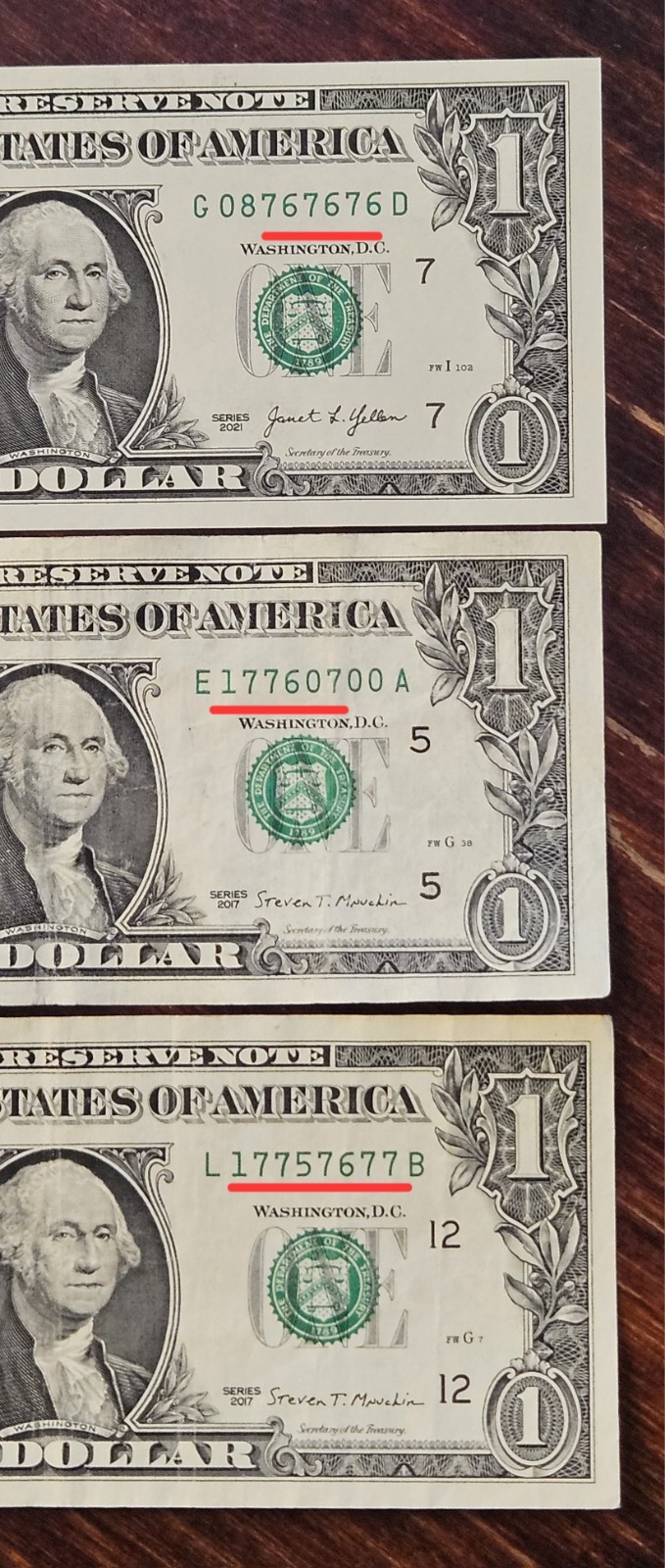 USA 1776, INDEPENDENCE YEAR SET, FANCY SERIAL NUMBERS, $1 BILLS. | eBay