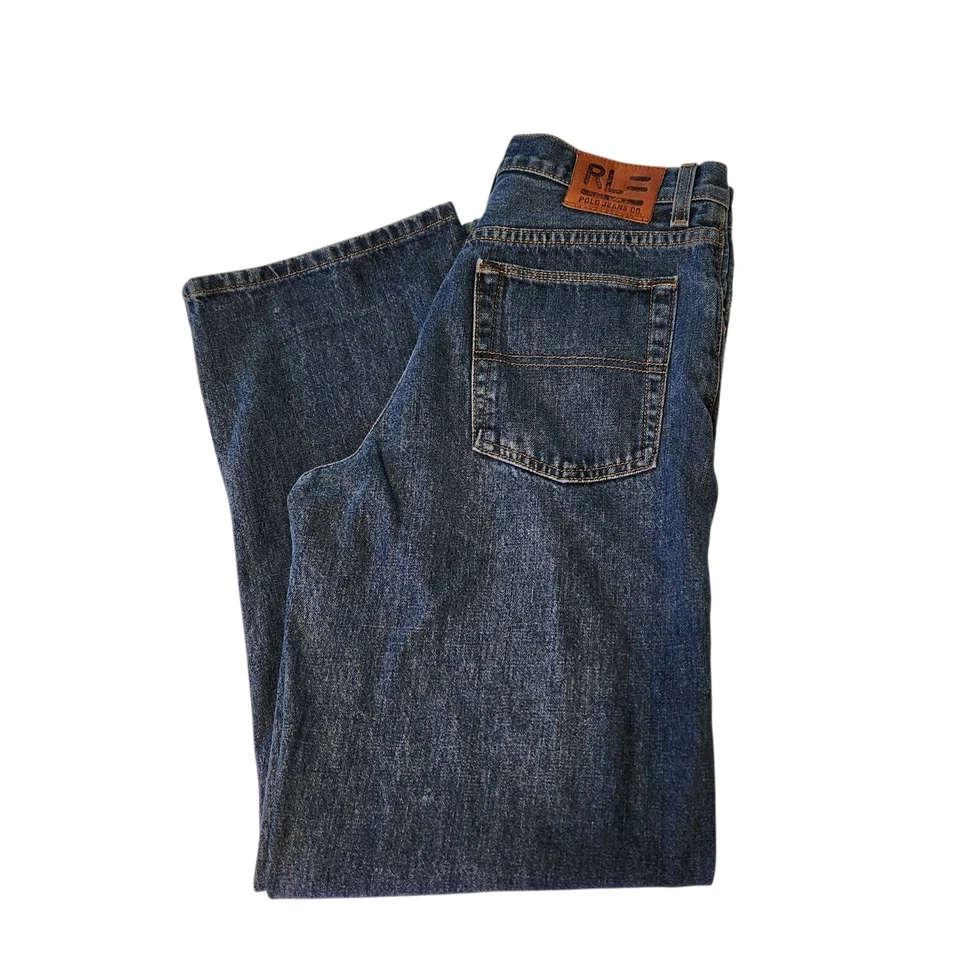 Y2K Polo Jeans Co Meninos 20 Jeans Jeans Azul Perna Reta Ralph Lauren 30x29,5 Antigo - Imagem 2 de 4