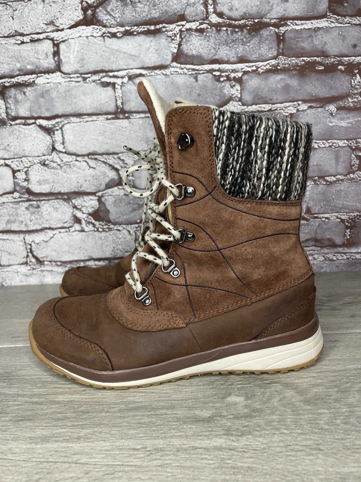 Salomon Hime Mid Winter Waterproof Insulated Brown Fur Lace Boots Women 7US 38EU