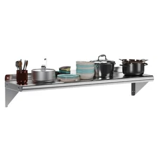 Stainless Steel Wall Shelf Commercial Kitchen Shelving Wall Mount Shelf Silver