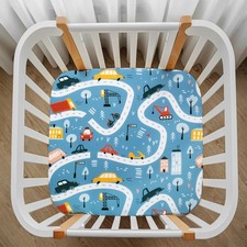 Cloele Square Playard/Playpen Fitted Sheets Perfect for 36 36"x36", Blue Car