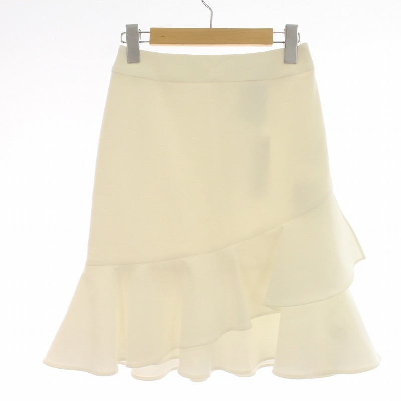Yoko Chan White Asymmetric Peplum Skirt Knee Length Size 38 M
