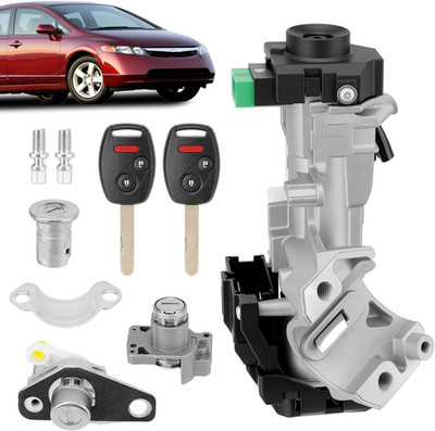 06350-SAA-G30 Ignition Lock Cylinder w/ 2 Remote Keys for 2006-2011 Honda Civic