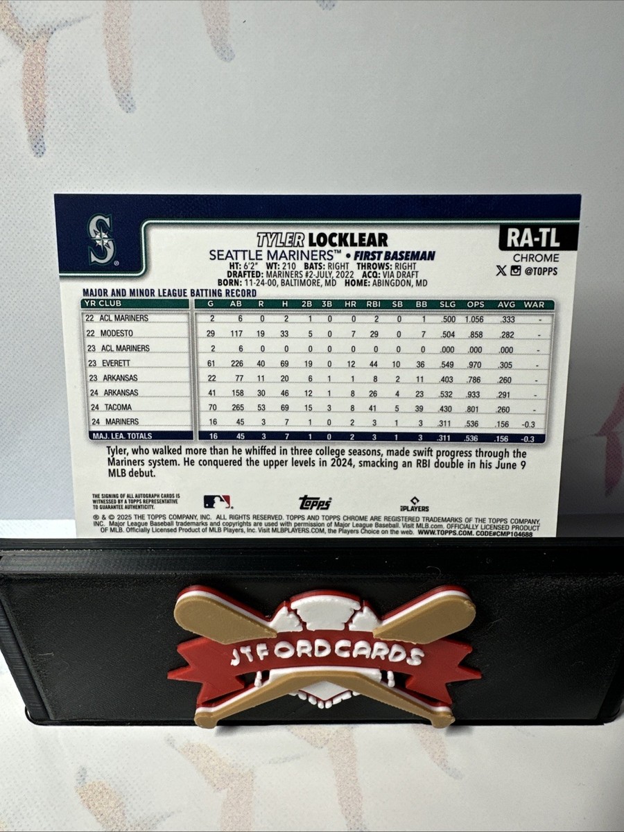 2025 Topps Chrome TYLER LOCKLEAR RC Rookie Auto Autograph Blue