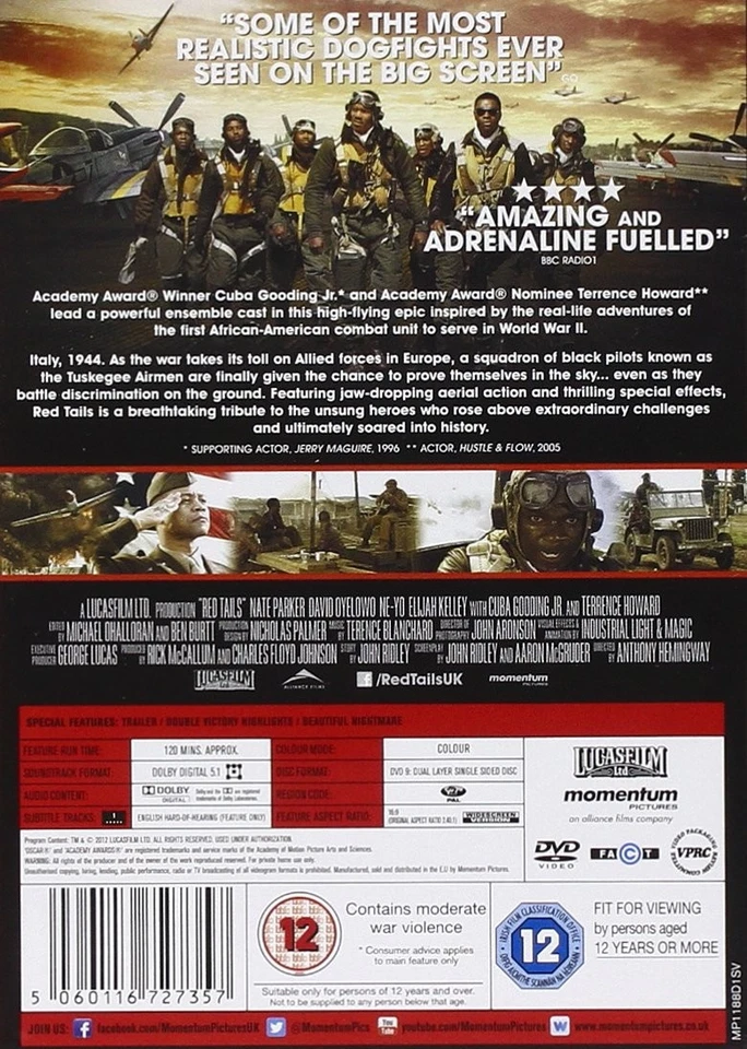 Red Tails (DVD) Cuba Gooding Jr. Terrence Howard Bryan Cranston (UK IMPORT) - Image 2 of 2
