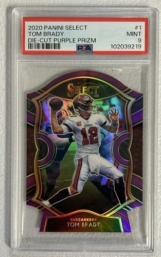 (MA6) 2020 PANINI SELECT TOM BRADY DIE CUT PURPLE PRIZM PSA 9 MINT