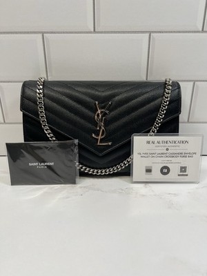 YSL Yves Saint Laurent Cassandre Envelope Wallet on Chain Crossbody Purse Bag