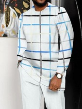 Men'S African-Inspired Ethnic Print 2pcs Suit Set - Wrinkle  Wear-Resistant, Lo