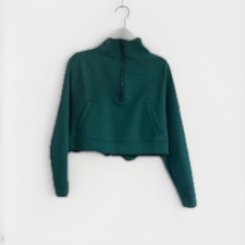 Nike Pro Dri-Fit Women s Cropped Sweatshirt With Pockets Dark Mint Green Size XS
