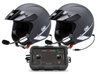 OMP 2 Person Open Face Helmet Star-J ECE 22.06 + Intercom Zeronoise Set Black
