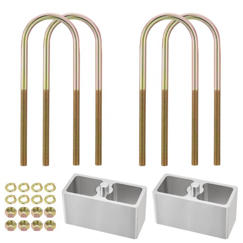 Pair 3" Inch Aluminum Extruded Leaf Spring Lowering Blocks w/ U-Bolt Hardware US - Foto 9 di 12