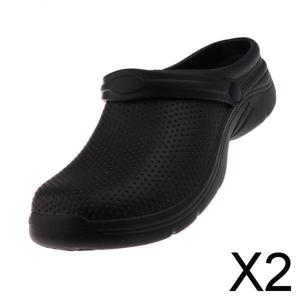 2xProfessional Unisex Men Women EVA Slip Resistant Work Clog Shoes Black EU 41