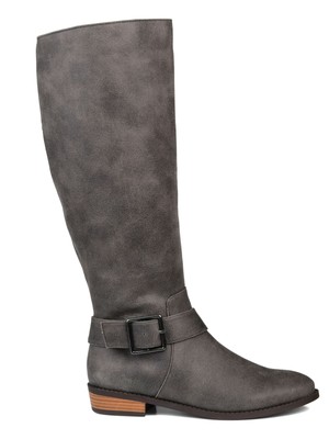 JOURNEE COLLECTION Womens Gray Wide Calf Winona Almond Riding Boot 7 XWC