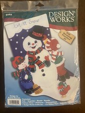 Christmas Stocking Kit NEW Design Works 16" Jeweled Snowman With Children 5082