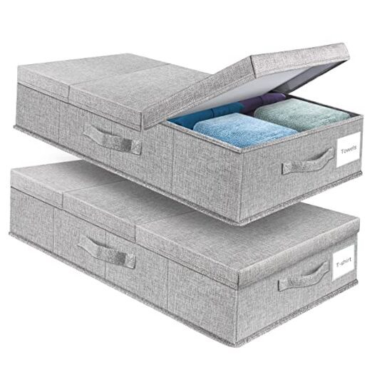 Set of 2 Large Underbed Storage Bins with Lids in A-Grey Color