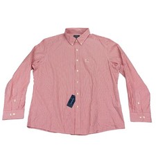 Club Room Mens Slim Fit 4-Way Stretch Striped Dress Shirt Red 17-17.5