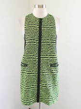 Nasty Gal Green Black Geometric Zip Front Dress Size S Mini Party Club Kid 