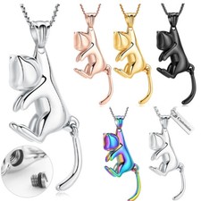 Cute Cat Animal Urn Necklace for Ashes Keepsake Memorial Cremation Urn Pendant