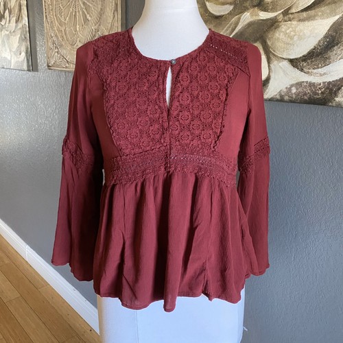 maroon peasant top