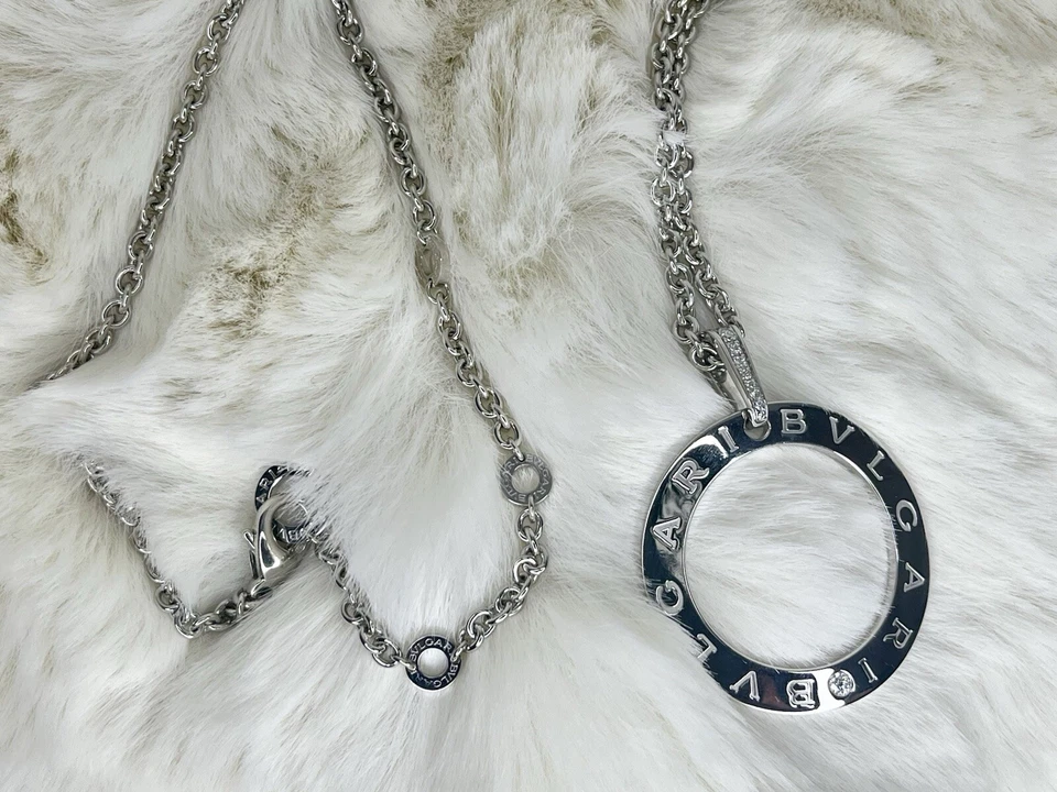 Bvlgari Sautoir Collar Largo Colgante Diamante K18 Oro Blanco 30cm Caja Y Papeles Foto 2 de 4