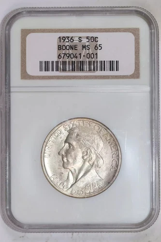 1936-S BOONE SILVER COMMEMORATIVE HALF DOLLAR NGC MS65