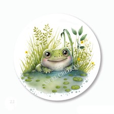 Stunning Frog in Lily Pond Scrapbook Stickers Envelope Seals Party Favors