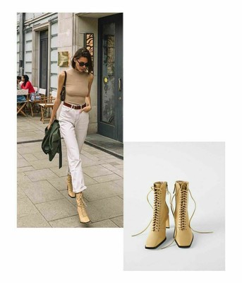 zara cream ankle boots
