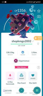 Blastoise Gigantamax ( non shiny) - Read Description
