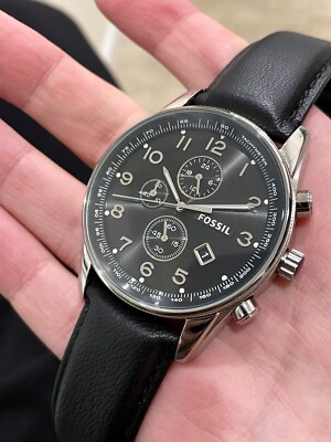 Fossil Fs4761 Men's Chronograph Watch Large Numbers Black