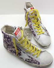 NEW GOLDEN GOOSE 38/8US Women's Francy LTD Sneakers in Canvas w/Purple Floral