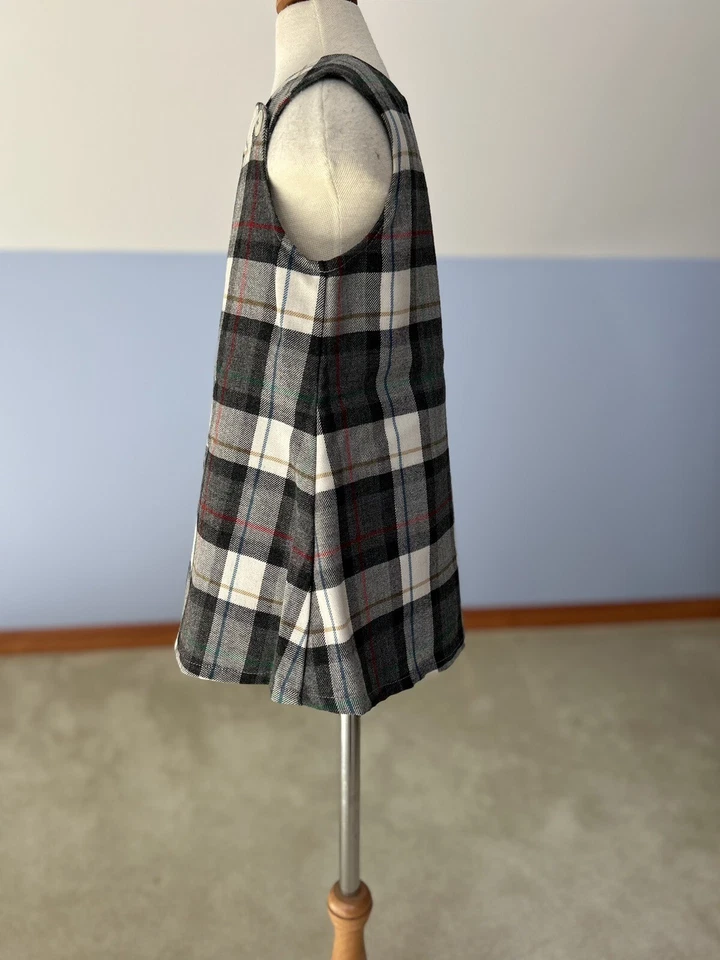 Hand Made Little Girls Wool Jumper Size 4T Girl's Wool Dress Plaid Dress - Image 3 of 4