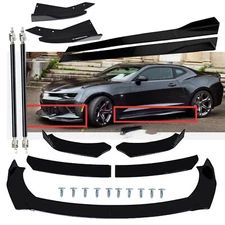 Front Bumper Lip Spoiler Splitter For Chevrolet Camaro Side Skirt Glossy Black