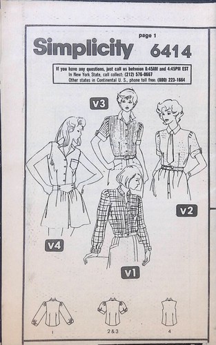 Simplicity Sewing Pattern 6414 Shirt Womens Size 8-12 Button Front Variations - Picture 4 of 5