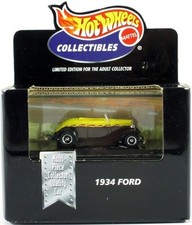 Hot Wheels, 1934 FORD CONVERTIBLE, Yellow & Black, Real Rider tires, NEW in Box!