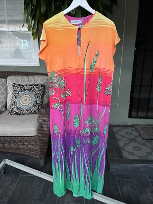 terry cloth maxi dress Vintage 70s New York New York House Maxi Dress Terry Cloth Towel Sz L Beach