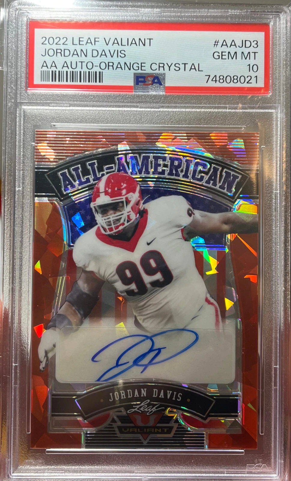 Jordan Davis Leaf Valiant All-American Autographs #AAJD3 Orange Crystal