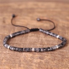 Natural Labradorite Stone Beaded Bracelet Men's Braided Bracelet Handmade