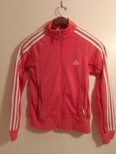 Adidas Women Track Jacket Activewear Casual Full Zip Pink size Small UK10