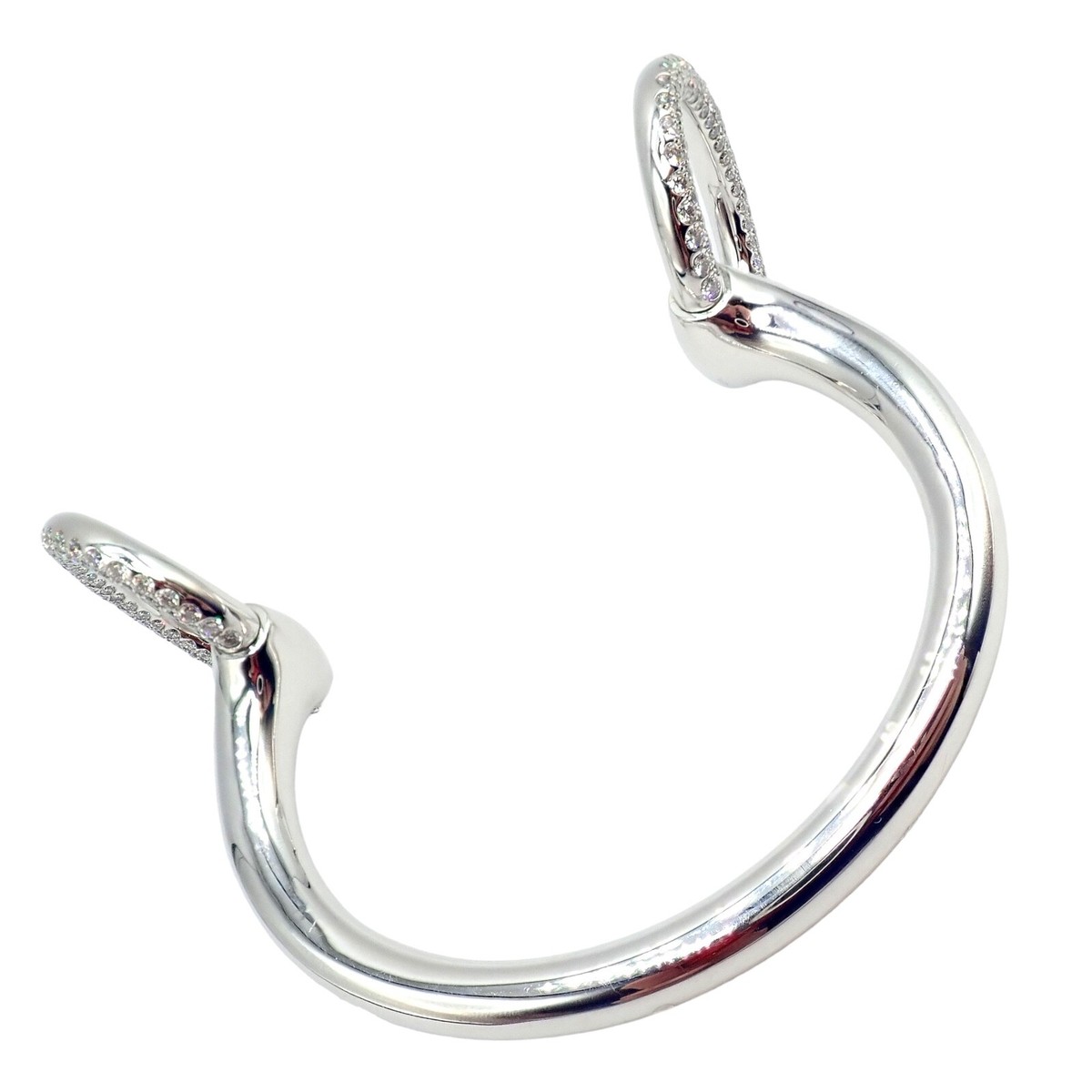 Authentic! Hermes Nausicaa 18K White Gold Diamond Horsebit Authentic! Hermes Nausicaa 18K White Gold Diamond Horsebit