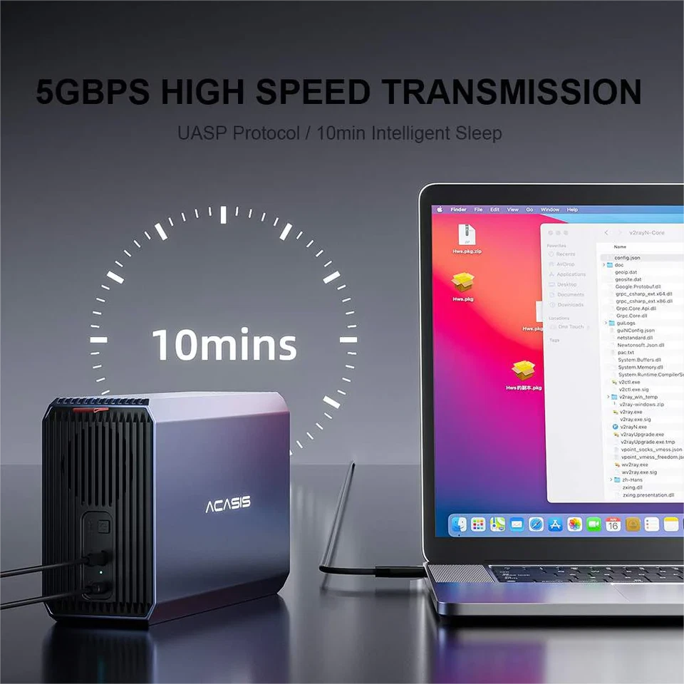 Acasis 2 Bay USB 3.0 HDD RAID Enclosure for 2.5/3.5" SATA Drives External Array - Image 2 of 4