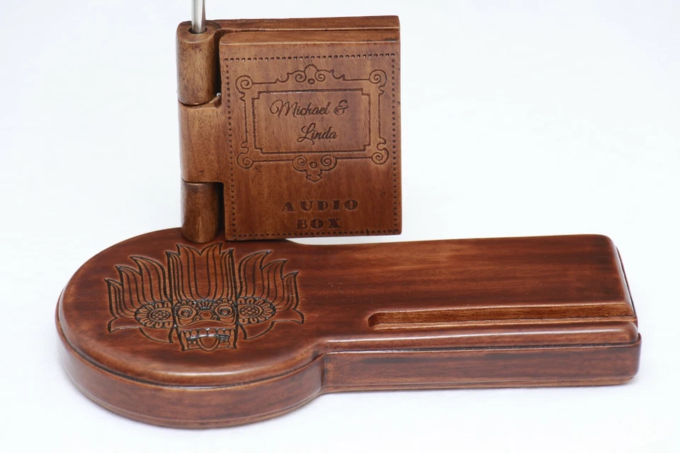 Soporte universal de madera para auriculares soporte para teléfono móvil pantalla para auriculares personalizar Foto 3 de 4