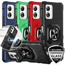 For Boost Celero5G SC 2024 Case Armor Ring Magnetic Support Stand Tempered Glass