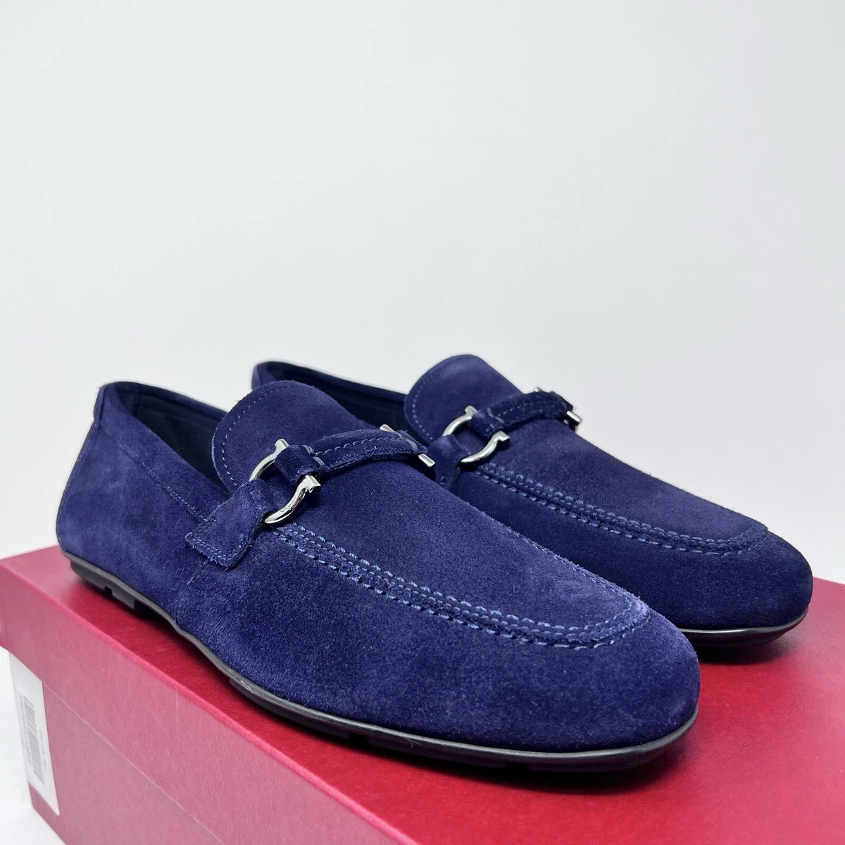 Salvatore Ferragamo Front 4‎ Driving Shoe leather loafers Blue Men’s Size 10.5E Front 4 Gancio Driver main image 3