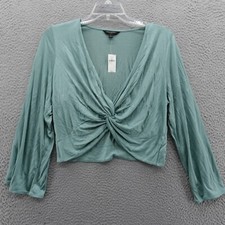 NWT Banana Republic Silky Luxe Center Twist Crop Top Large Green Womens